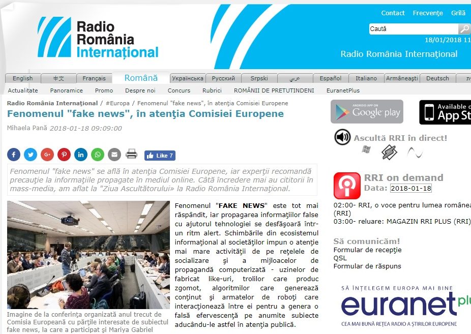Analiză despre combaterea fake news, la Radio România&nbsp;Internaţional